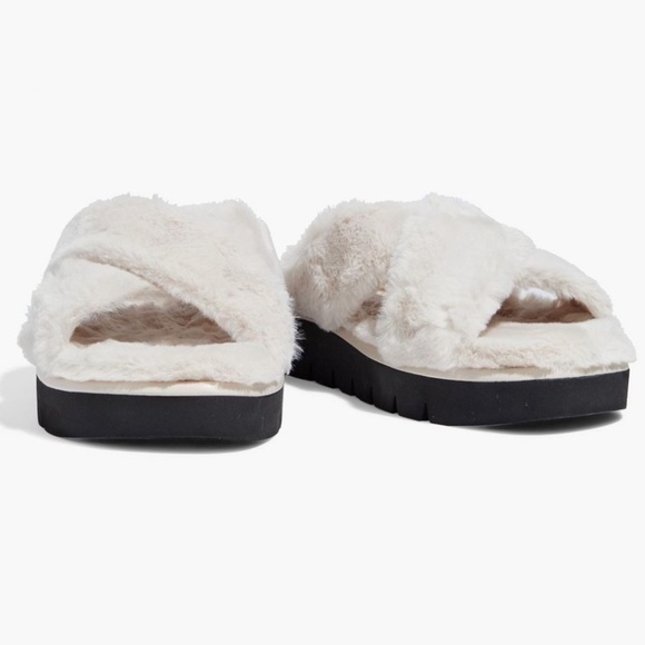 STUART WEITZMAN Roza Lift Chill Faux Fur Platform Slides - Women’s Size 37.5 EU - Picture 1 of 10
